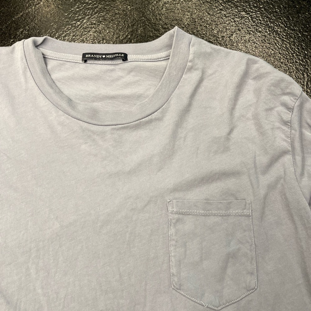 Brandy Melville long sleeve cropped pocket tshirt, Color: Blue, Size: one size